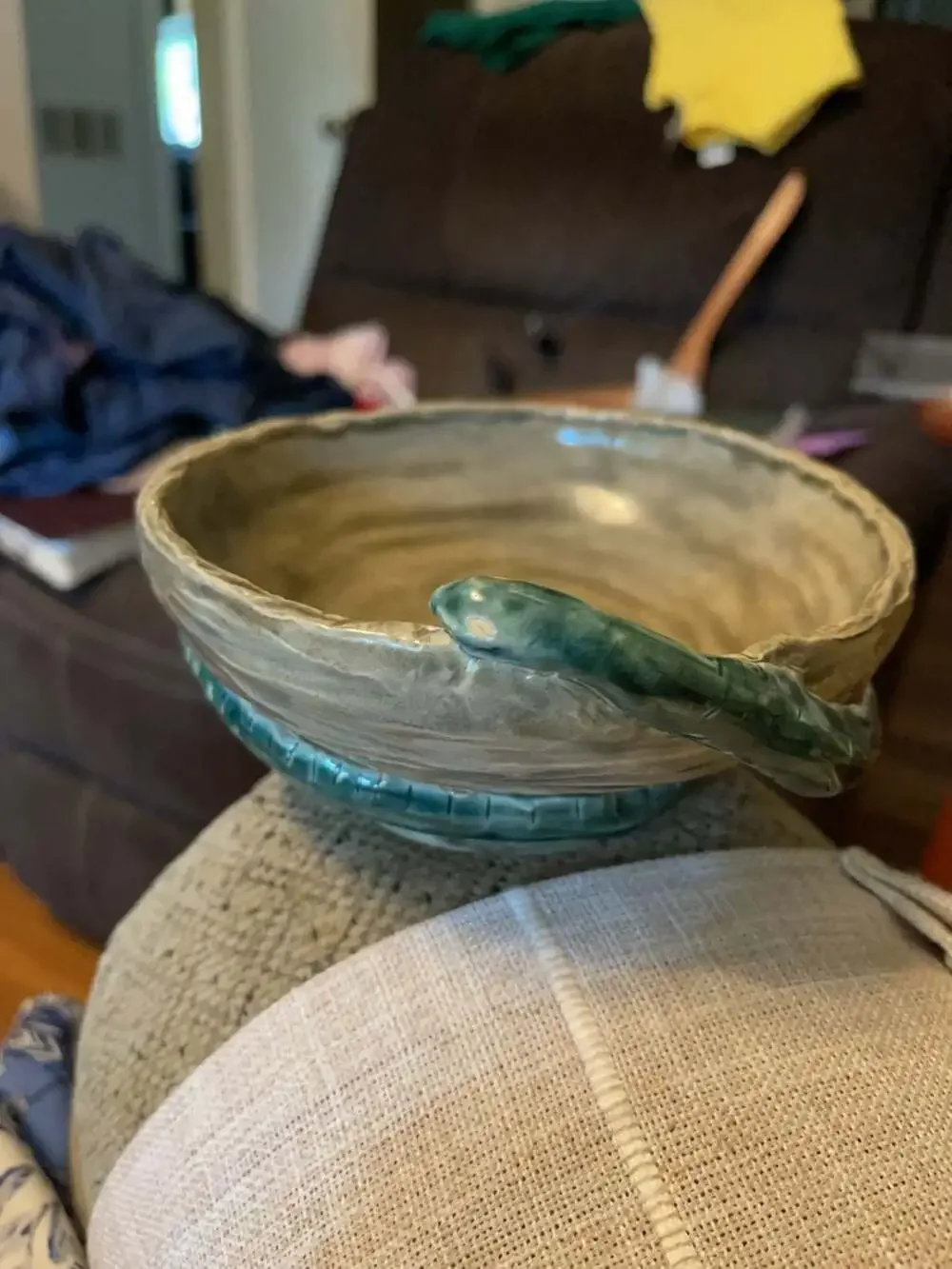 Handmade Artisan Ceramic Snake Decorative Bowl Whimsical, Jungle, Witchy
